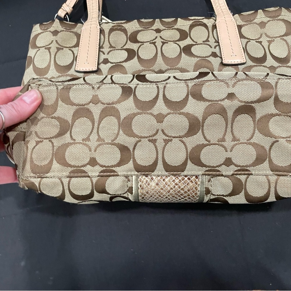 Coach Tan Signature Tote with Leather Accents - Picture 8 of 14